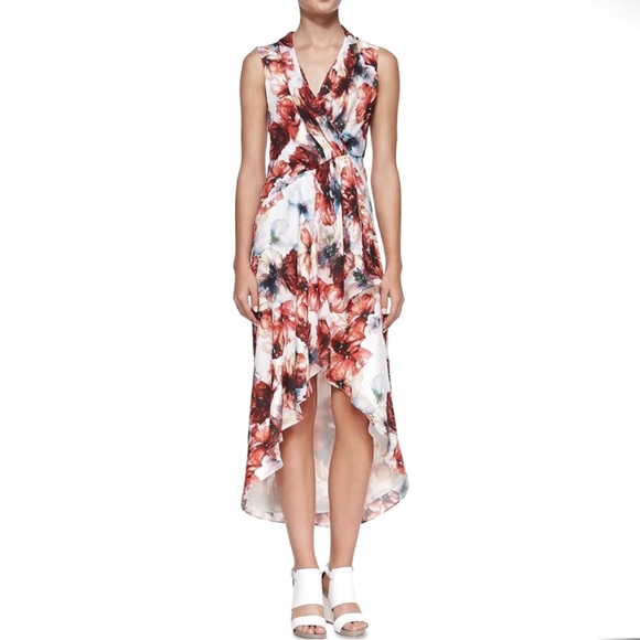 HAUTE HIPPIE FLORAL PRINT HIGH-LOW CHIFFON DRESS - Picture 7 of 7